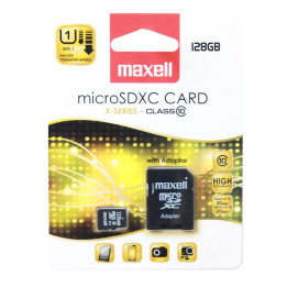 SD карта Maxell microSDXC, 128GB, Class 10, 80MB/s, с SD адаптер - ML-SDMICRO-128GB-CLASS10 - 1