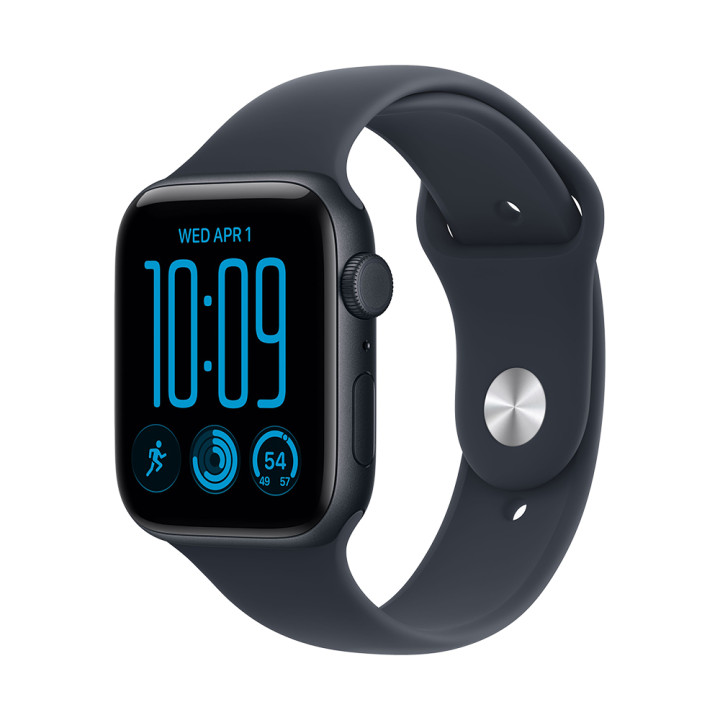 Смарт часовник Apple Watch SE3 v2 GPS, 44mm, Midnight алуминиев корпус, Navy Blue Sport Band S/M - MJL74MP/A - 1