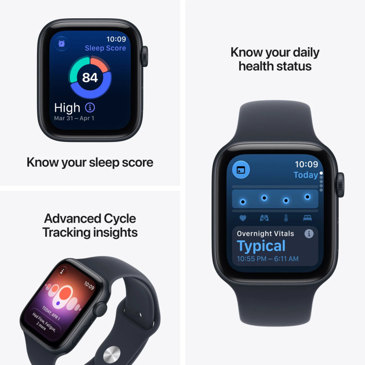 Смарт часовник Apple Watch SE3 v2 GPS, 44mm, Midnight алуминиев корпус, Navy Blue Sport Band S/M - MJL74MP/A - 4