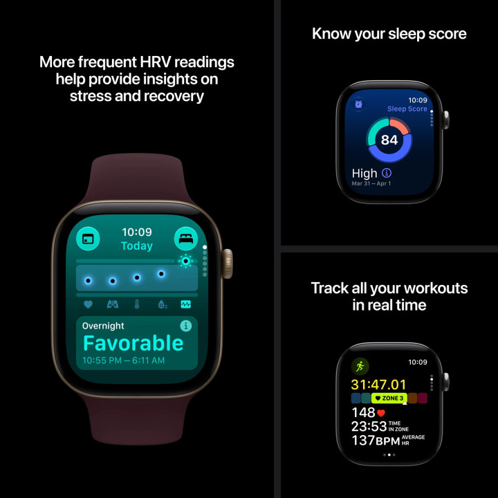Смарт часовник Apple Watch S12, GPS 42mm, Dark Bronze алуминиев корпус, Olive Sport Band S/M - MJEF4MP/A - 6