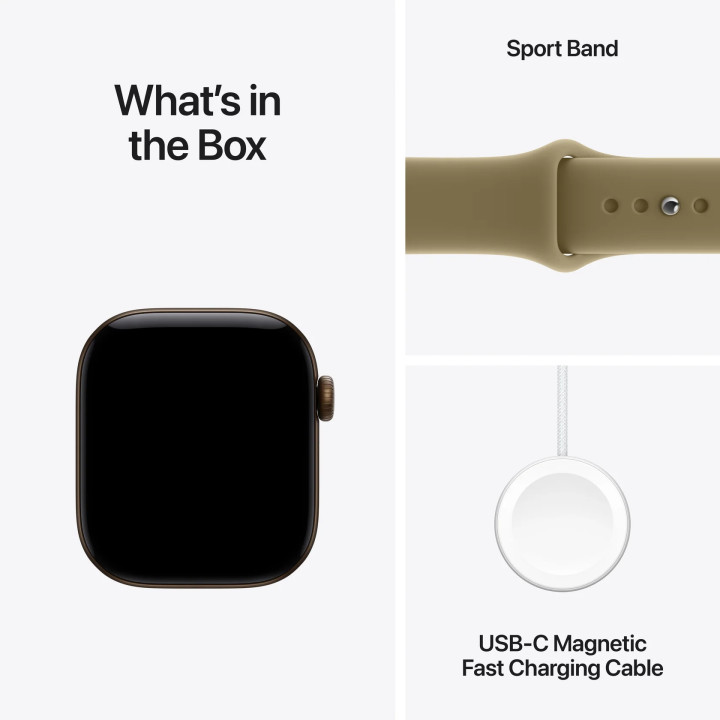 Смарт часовник Apple Watch S12, GPS 42mm, Dark Bronze алуминиев корпус, Olive Sport Band S/M - MJEF4MP/A - 8