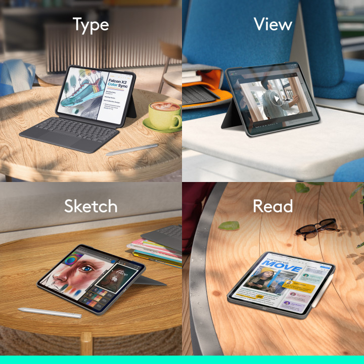 Калъф с клавиатура Logitech Combo Touch, за iPad Pro 11" (M4), Graphite, US подредба - 920-012831 - 6