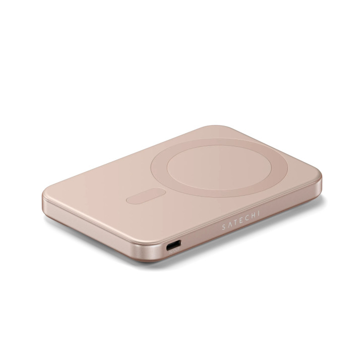 Външна батерия Satechi Qi2 Magnetic Power Bank, 5000mAh, с магнитно безжично зареждане и стойка, Desert Rose - ST-B5Q2SR - 5
