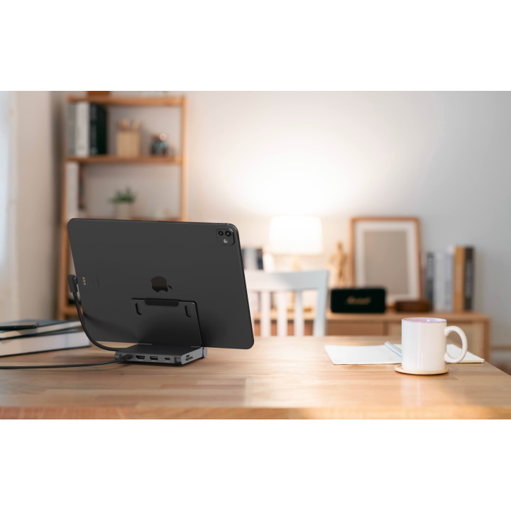 USB хъб Satechi OntheGo Foldable Stand, 4K 60Hz HDMI, 100W USB-C PD, 2x 10Gbps USB-C, USB-A, UHS-II SD и microSD четец, Space Bl