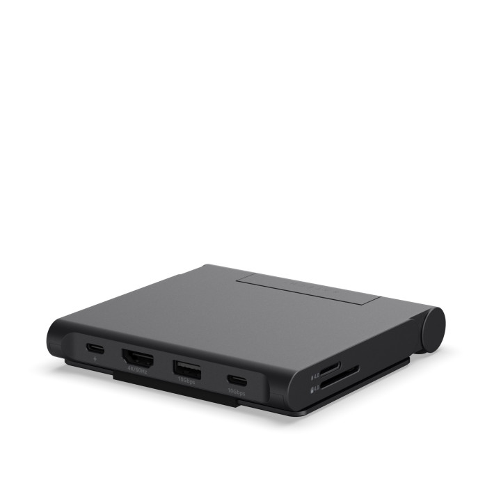 USB хъб Satechi OntheGo Foldable Stand, 4K 60Hz HDMI, 100W USB-C PD, 2x 10Gbps USB-C, USB-A, UHS-II SD и microSD четец, Space Bl