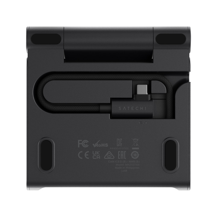 USB хъб Satechi OntheGo Foldable Stand, 4K 60Hz HDMI, 100W USB-C PD, 2x 10Gbps USB-C, USB-A, UHS-II SD и microSD четец, Space Bl