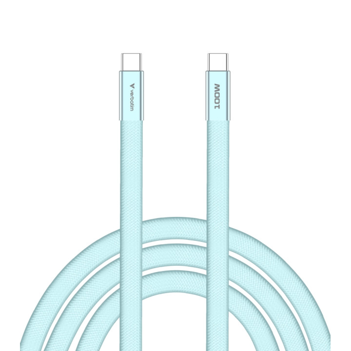 Кабел Verbatim Sync & Charge SoftTouch, USB-C към USB-C, 100W, 1.2m, син - 30276 - 1