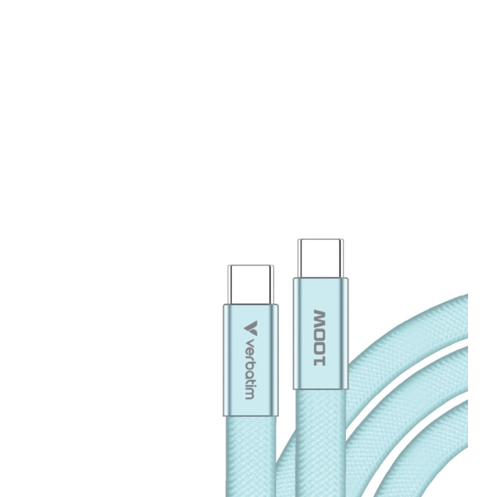 Кабел Verbatim Sync & Charge SoftTouch, USB-C към USB-C, 100W, 1.2m, син - 30276 - 2