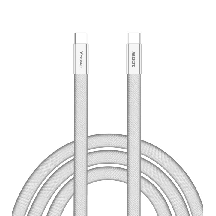 Кабел Verbatim Sync & Charge SoftTouch, USB-C към USB-C, 100W, 120cm, бял - 30277 - 1
