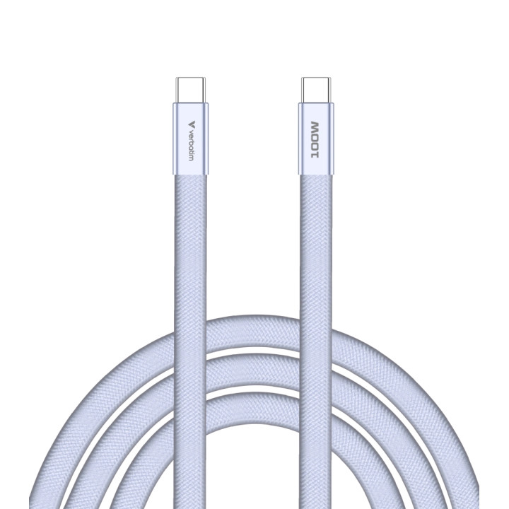 Кабел Verbatim Sync & Charge SoftTouch, USB-C към USB-C, 100W, 1.2m, Purple - 30278 - 1