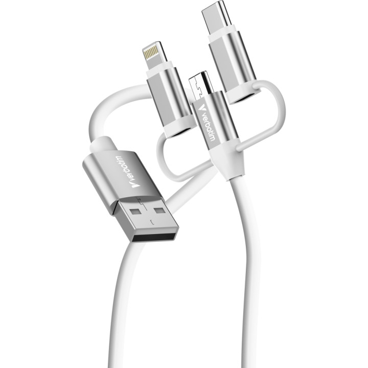Кабел Verbatim Sync & Charge 3-in-1, USB-A към Micro-B/USB-C/Lightning, 18W, 1m - 32394 - 2