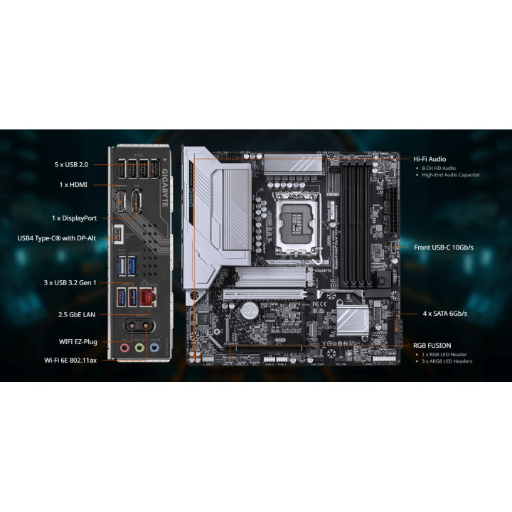 Дънна платка GIGABYTE B860M GAMING X WIFI6E, Intel B860, LGA1851, 4x DDR5, Micro ATX - 5