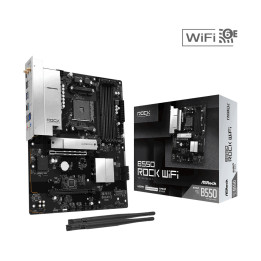 Дънна платка ASRock B550 Rock WiFi, AMD AM4, AMD B550, 4x DDR4, ATX, Wi-Fi 6E - 1