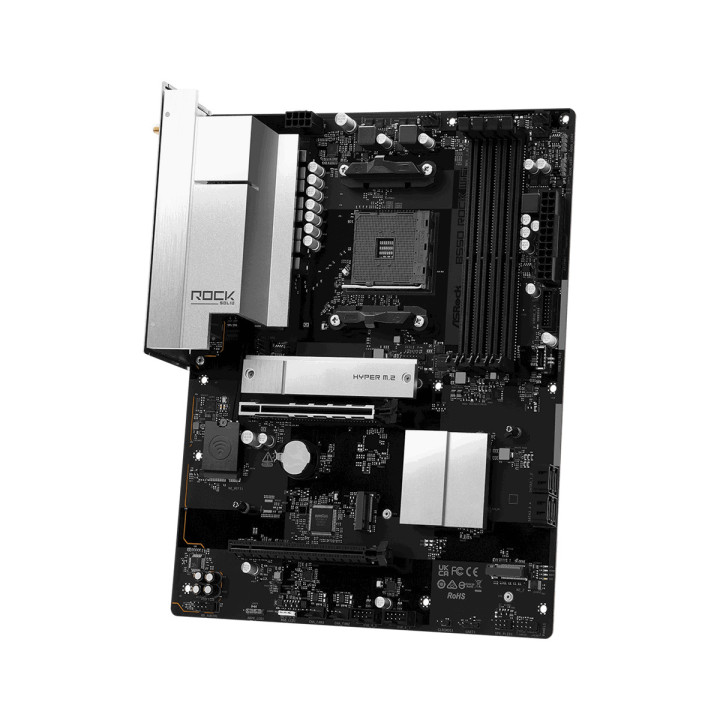 Дънна платка ASRock B550 Rock WiFi, AMD AM4, AMD B550, 4x DDR4, ATX, Wi-Fi 6E - 8