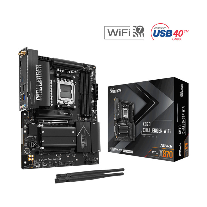 Дънна платка ASRock X870 Challenger WiFi, AMD AM5, DDR5, ATX, Wi-Fi 7 - 1