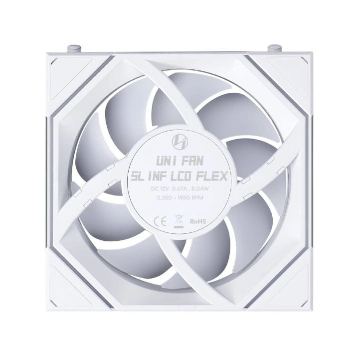 Вентилатор Lian Li SL-INF LCD FLEX, 120mm, бял, Reverse - 12RSLIND1F1W - 5