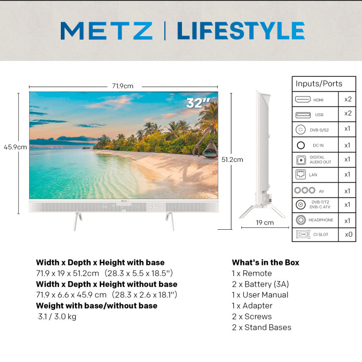 Телевизор METZ 32MTE7000Z, 32" HD Ready LED, Google TV, 50/60Hz - 4