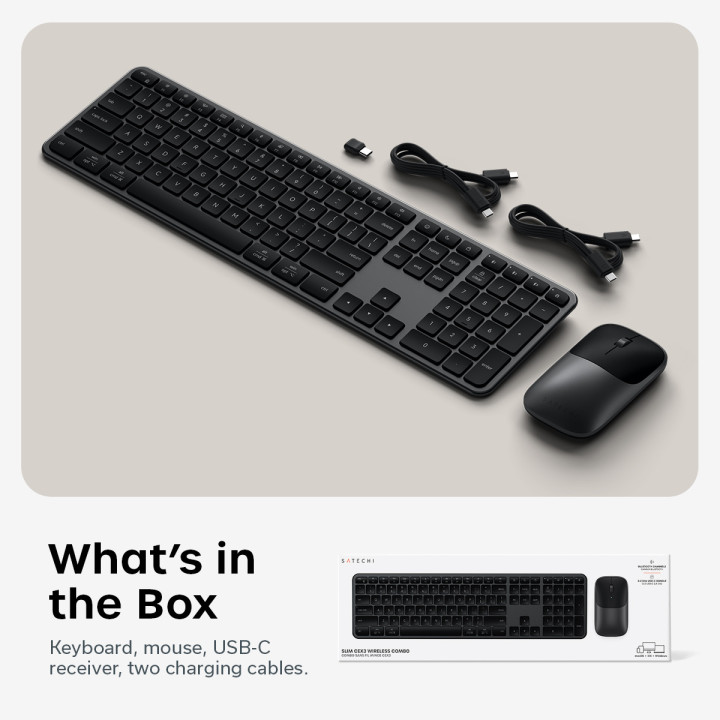 Комплект безжична клавиатура и мишка Satechi Slim CEX3, US English, Space Black - ST-ZEX3CC-EN - 5