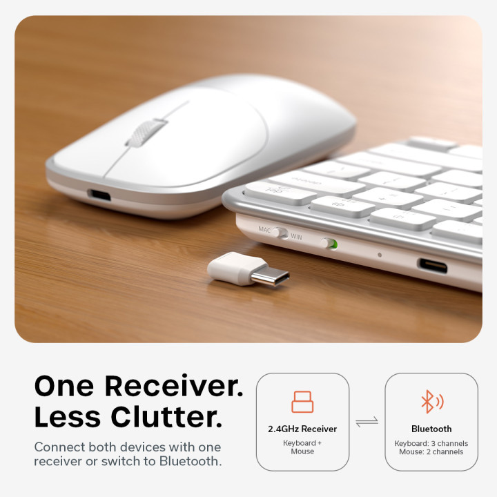 Безжичен комплект клавиатура и мишка Satechi Slim CEX1, US English, Silver - ST-ZEX1SS-EN - 2