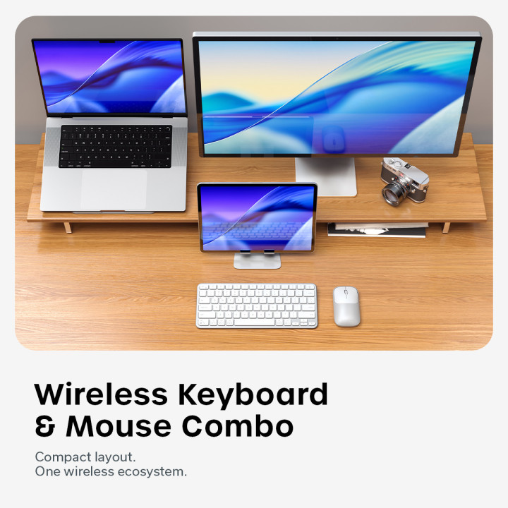 Безжичен комплект клавиатура и мишка Satechi Slim CEX1, US English, Silver - ST-ZEX1SS-EN - 4