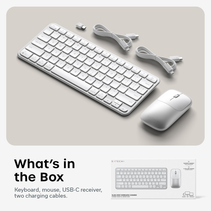Безжичен комплект клавиатура и мишка Satechi Slim CEX1, US English, Silver - ST-ZEX1SS-EN - 5
