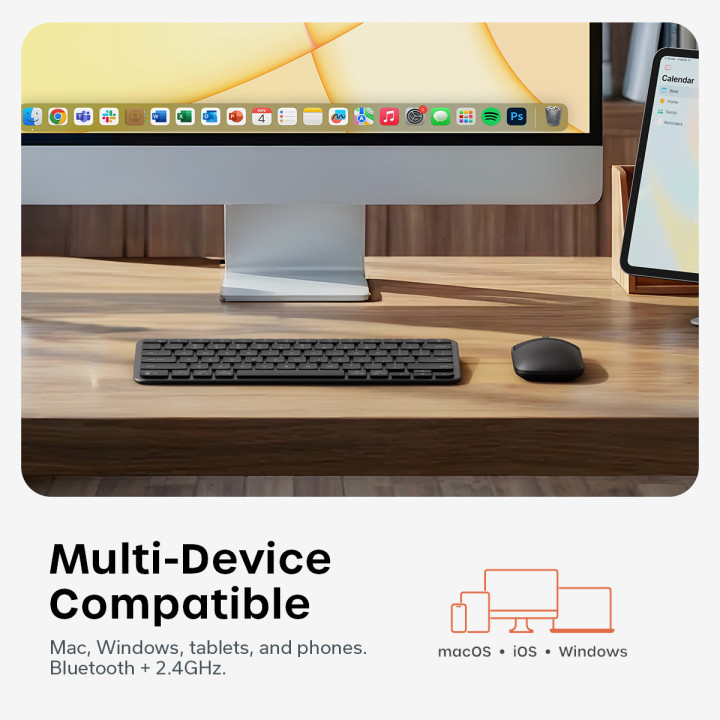 Безжичен комплект клавиатура и мишка Satechi Slim CEX1, US English, Space Black - ST-ZEX1CC-EN - 2