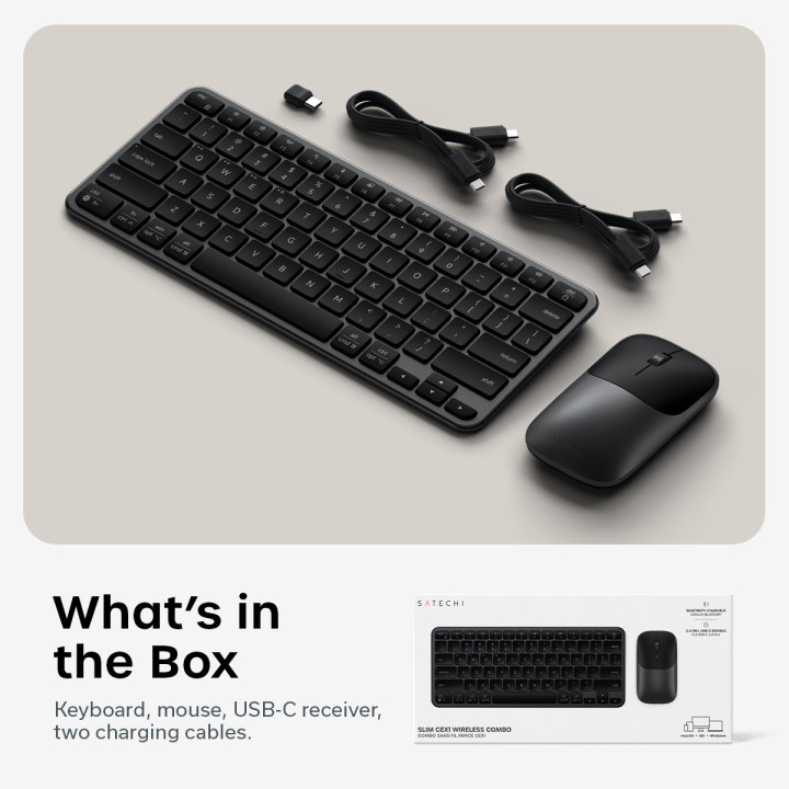 Безжичен комплект клавиатура и мишка Satechi Slim CEX1, US English, Space Black - ST-ZEX1CC-EN - 3