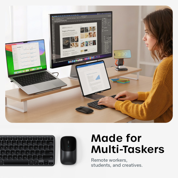 Безжичен комплект клавиатура и мишка Satechi Slim CEX1, US English, Space Black - ST-ZEX1CC-EN - 6