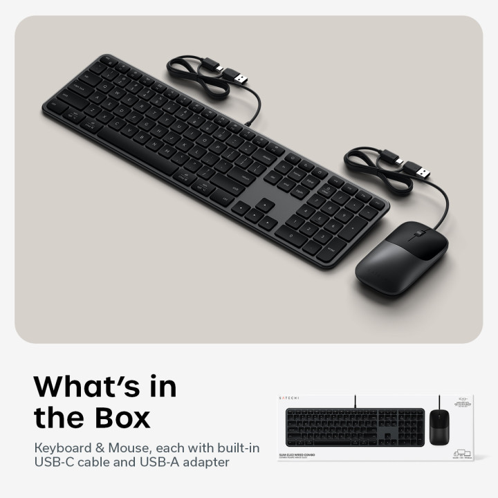 Комплект клавиатура и мишка Satechi Slim CLX3, жични, US English, Space Black - ST-ZULX3CC-EN - 6