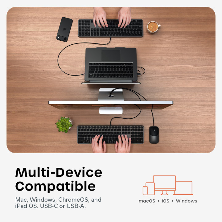Комплект клавиатура и мишка Satechi Slim CLX3, жични, US English, Space Black - ST-ZULX3CC-EN - 9