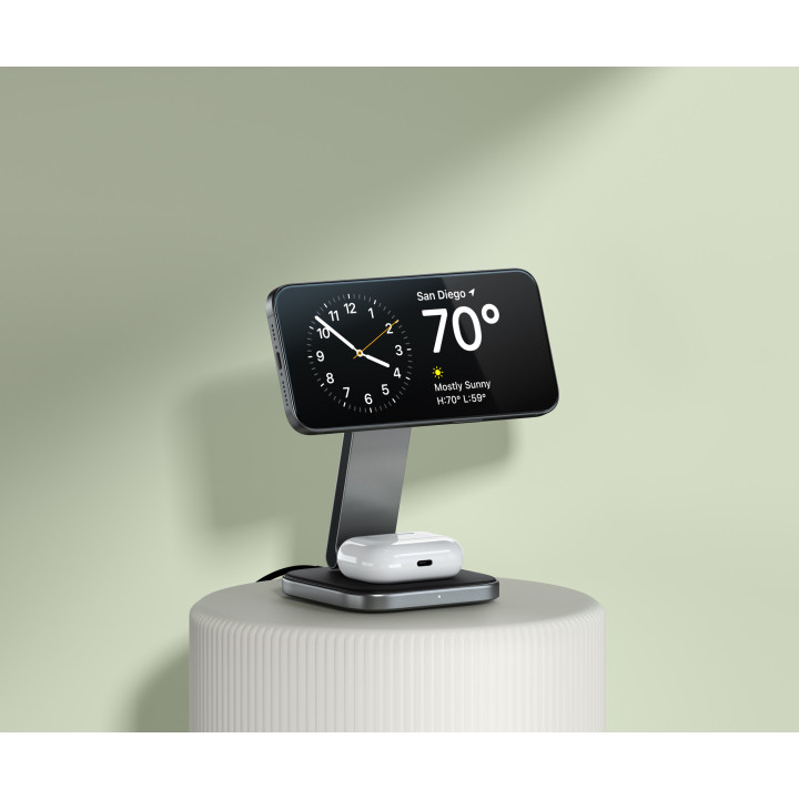 Безжично зарядно Satechi 2-in-1 Foldable Qi2, сгъваема стойка, Space Gray - ST-Q21FM - 3