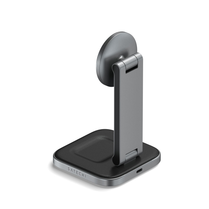 Безжично зарядно Satechi 2-in-1 Foldable Qi2, сгъваема стойка, Space Gray - ST-Q21FM - 4