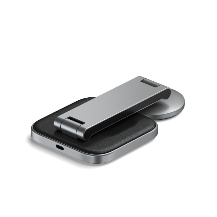 Безжично зарядно Satechi 2-in-1 Foldable Qi2, сгъваема стойка, Space Gray - ST-Q21FM - 6