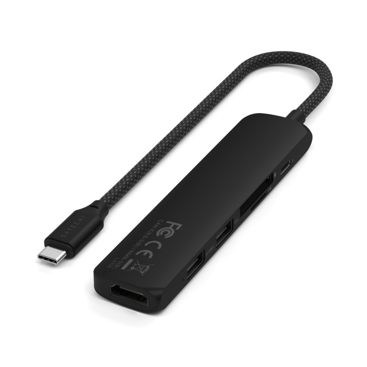Докинг станция Satechi 6-in-1 Slim Multiport, USB-C адаптер, черен - ST-P6SK - 6
