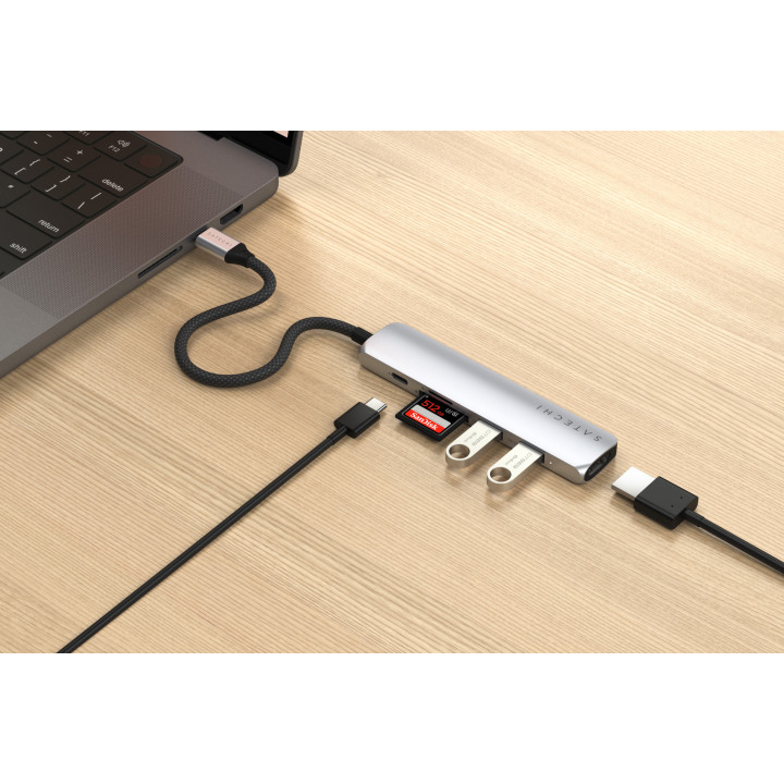 Докинг станция Satechi Slim Multiport, 6-in-1, Silver - ST-P6SS - 3
