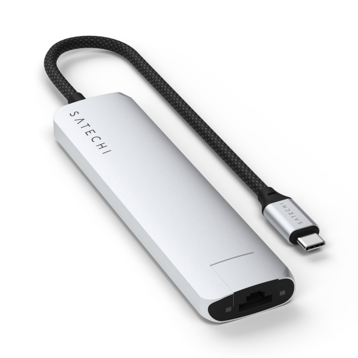 Докинг станция Satechi Slim Multiport, 7-в-1, HDMI 4K, Gigabit Ethernet, USB-A, SD/microSD четец, Silver - ST-P7SS - 4