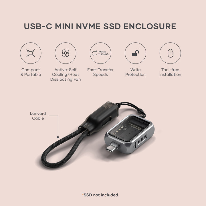 Кутия за SSD Satechi Mini, NVMe M.2 2230, USB-C, Space Gray - ST-E2230M - 9