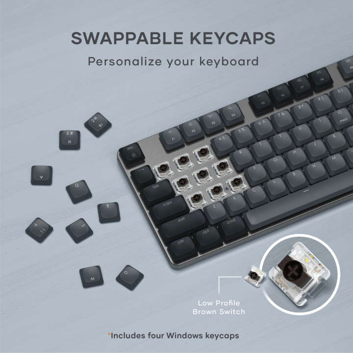Bluetooth механична нископрофилна клавиатура Satechi SM3 Slim, подсветка, US layout, Dark - ST-KSM3DK-EN - 3