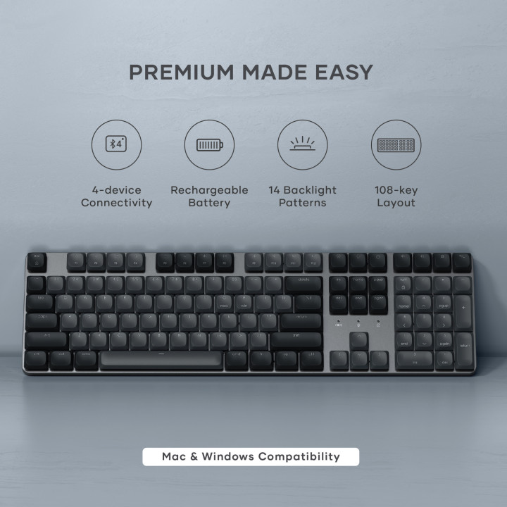 Bluetooth механична нископрофилна клавиатура Satechi SM3 Slim, подсветка, US layout, Dark - ST-KSM3DK-EN - 5