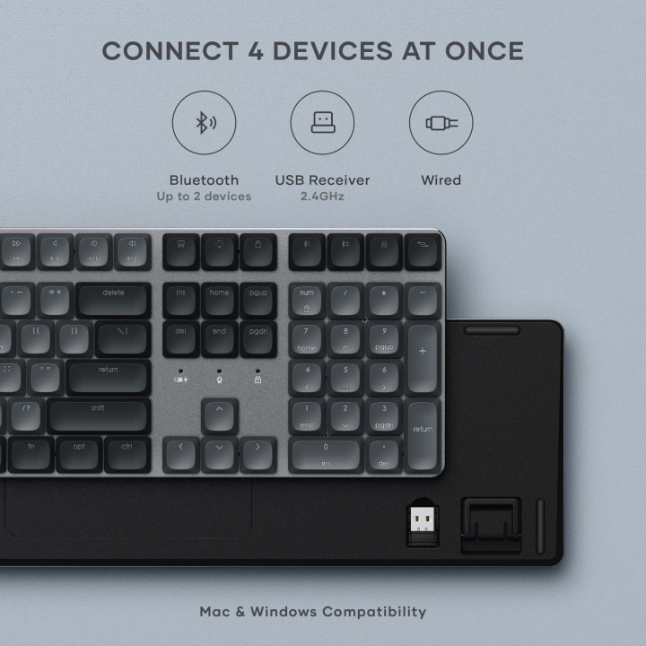Bluetooth механична нископрофилна клавиатура Satechi SM3 Slim, подсветка, US layout, Dark - ST-KSM3DK-EN - 8