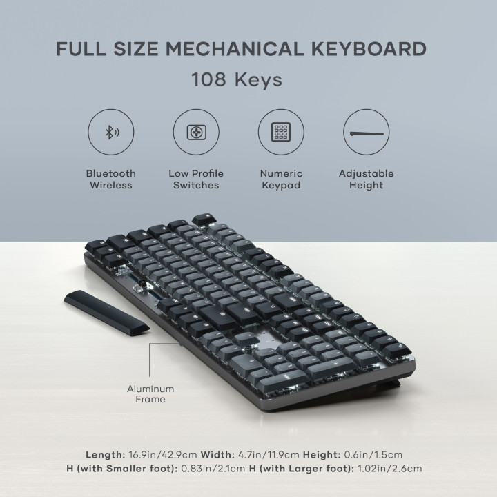 Bluetooth механична нископрофилна клавиатура Satechi SM3 Slim, подсветка, US layout, Dark - ST-KSM3DK-EN - 10