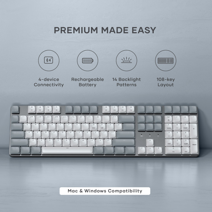 Bluetooth механична нископрофилна клавиатура Satechi SM3 Slim, подсветка, US подредба, Light - ST-KSM3LT-EN - 6