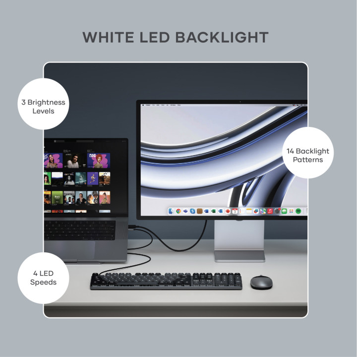 Bluetooth механична нископрофилна клавиатура Satechi SM3 Slim, подсветка, US layout, Dark - ST-KSM3DK-EN - 14