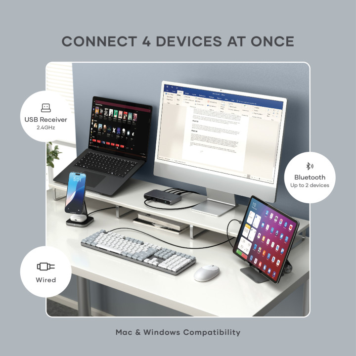 Bluetooth механична нископрофилна клавиатура Satechi SM3 Slim, подсветка, US подредба, Light - ST-KSM3LT-EN - 7