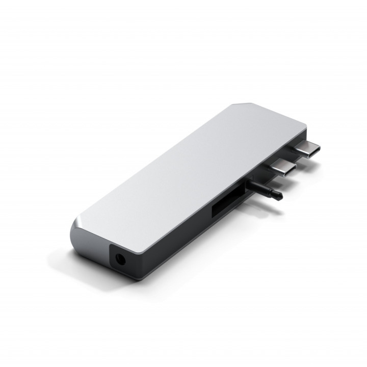 USB-C хъб Satechi Aluminium Pro Mini, 1x USB4 96W с изход за дисплей до 6K 60Hz, 2x USB-A 3.0, 1x Ethernet, 1x USB-C, 1x Audio, 