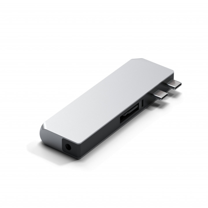 USB-C хъб Satechi Aluminium Pro Mini, 1x USB4 96W с изход за дисплей до 6K 60Hz, 2x USB-A 3.0, 1x Ethernet, 1x USB-C, 1x Audio, 