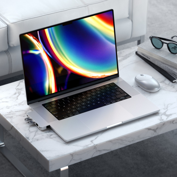 USB-C хъб Satechi Aluminium Pro Mini, 1x USB4 96W с изход за дисплей до 6K 60Hz, 2x USB-A 3.0, 1x Ethernet, 1x USB-C, 1x Audio, 