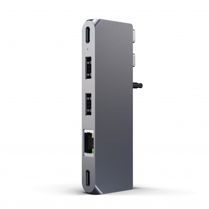 USB хъб Satechi Aluminium Pro Mini, 1x USB4 96W с изход за дисплей до 6K 60Hz, 2x USB-A 3.0, 1x Ethernet, 1x USB-C, 1x Audio, Sp