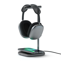Стойка за слушалки със безжично зарядно Satechi 2-in-1, USB-C, Space Grey - ST-UCHSMCM - 1