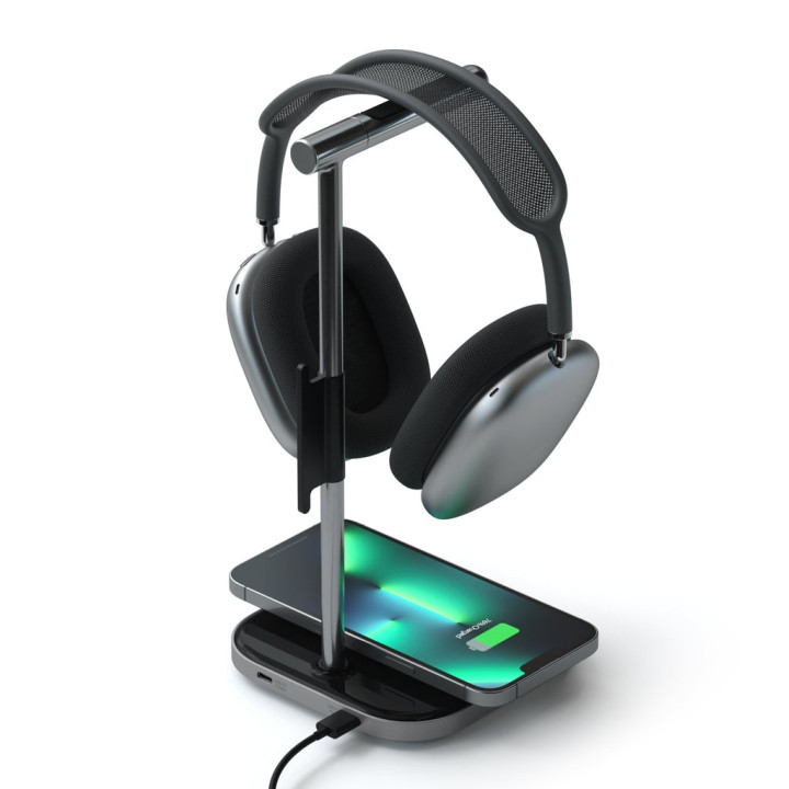 Стойка за слушалки със безжично зарядно Satechi 2-in-1, USB-C, Space Grey - ST-UCHSMCM - 3